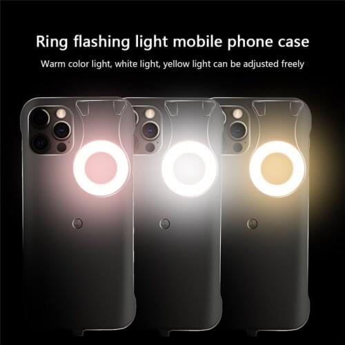 Fill light Phone Case For IPhone 12 Pro X XS Max XR Case Ring Light Flash LED Selfie Flashlight Cover For IPhone 11 Pro Max Case