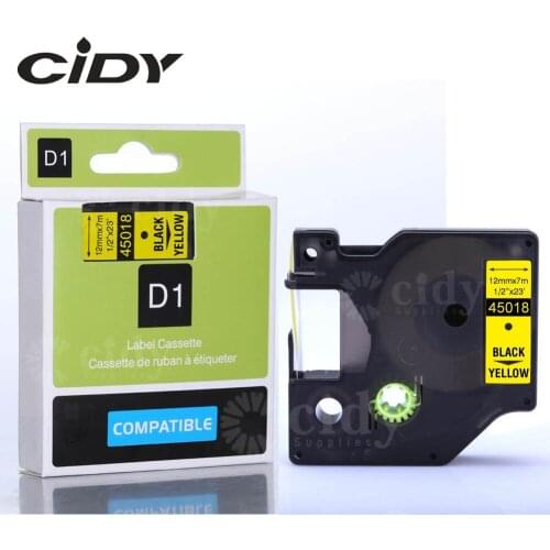 CIDY 100PCS 12mm*7m Black on yellow 45018 tape for dymo label tape for DYMO LM160 LM280 DYMO PNP