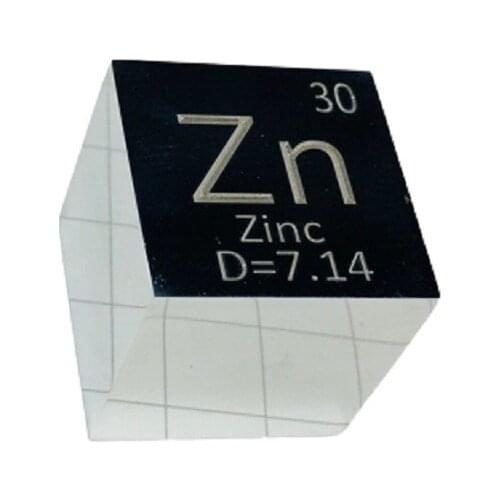 Zinc metal in the periodic table- Cube Side length is one inch (25.4mm) and weight is about 116g~117g 99.995
