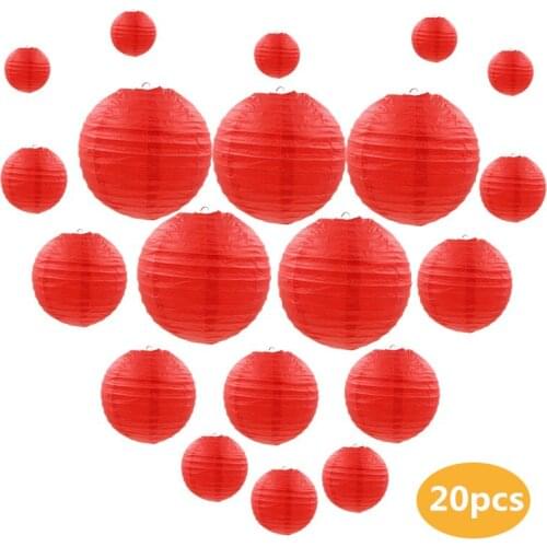 20 Pcs/set 6"-12" Red Chinese Paper lamp Lanterns Assorted Sizes Wedding Party Home Outdoor Hanging Decor lanterns