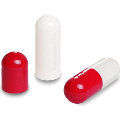CapsulCN, 5000 Pieces / Carton Size 0 Empty Joined Gelatin Capsules For Filler Machines Red&White Colored