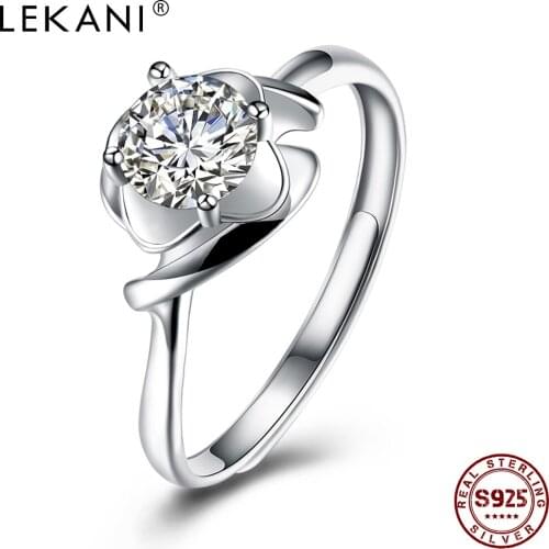 LEKANI 925 Sterling Silver Rings For Women Adjustable Creative Zircon Mosaic Ring Anniversary Simple Gift Jewelry New Arrival