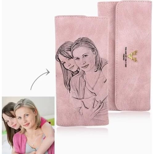 Wallet Picture Custom Wallet Ladies Long Lantern Wallet Custom Picture Engraving Pink Wallet Mothers Day Gift Purse Best Gift