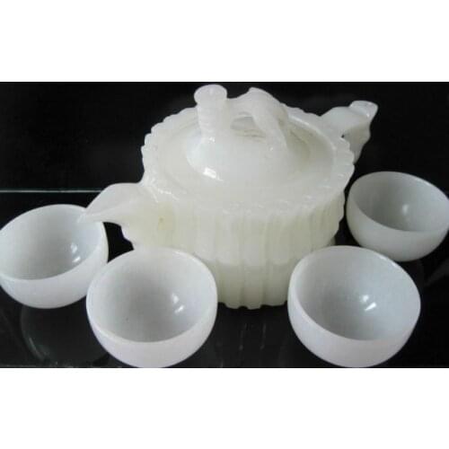 Beautiful Chinese 100% natural Afghanistan jade hand-carved statues - Teapot