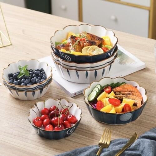 Creative ceramic Web red hand-painted lace bowl salad fruit bowl rice household tableware snack dessert bowl dinner plates