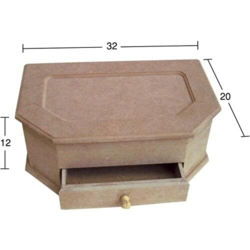KU257 Drawers Square Box, Unpainted Raw Wood Mdf Box