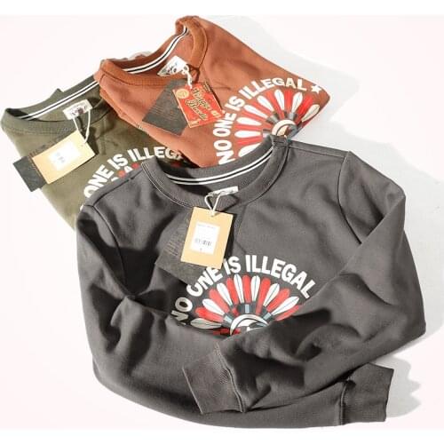 2020 Autumn and Winter New Thick Terry Hoodies Mens Heavy Weight Pure Cotton Round Neck Pullover Personalized Print Sports Top