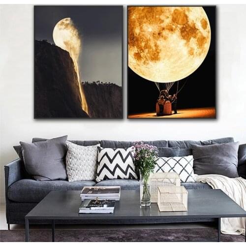 Moon Mountain Landscape Posters Wall Art Pictures for Living Room Canvas Painting Nordic Prints Indoor Decorations Home Decor