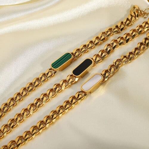 Stainless Steel Cuban Link Chain Bracelet Vintage Metal Titanium Steel Gold-Plated Bracelet 18K Vacuum Electroplating Bracelet