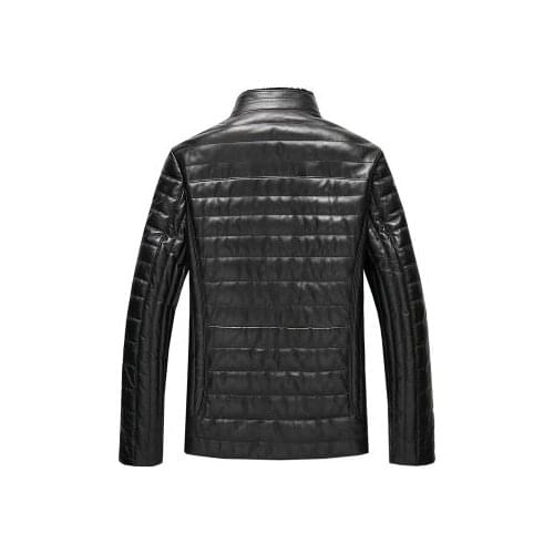 New Men Long Mink Fur Collar Genuine Real Sheep Leather Jacket H9955