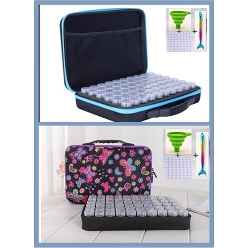 2021 New 60 bottles of diamond painting accessories container storage bag butterfly suitcase diamond painting box funnel
