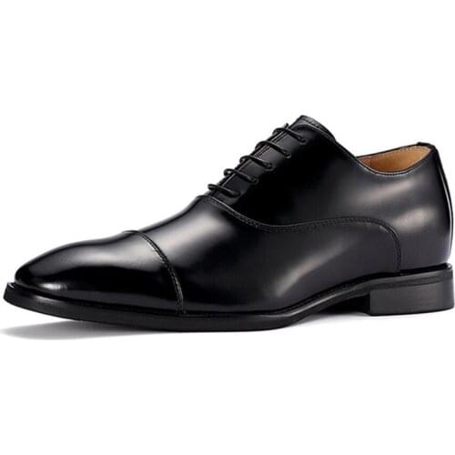 Handmade elevator shoes Get Taller Black Patent Leather Oxford Formal Dress Shoes Height Increasing 6CM For Wedding Party