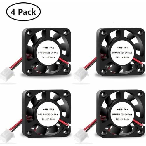 3D Printer Cooling Fan 40x40x10mm DC 12V Brushless Cooling Fan with 2 Pin Terminal for Hotend Extruder Heatsinks Creality MK8