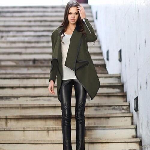 New women irregular Slim temperament long sleeve Overcoat Wool Blends Outwear Woolen Coat Windbreaker Female Stand Collar Jacket