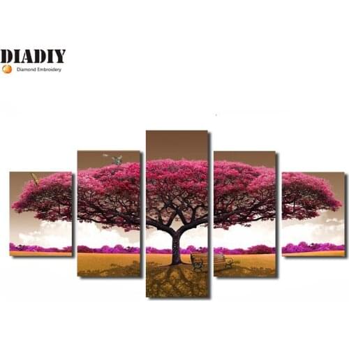 Full Square&round drill 5D DIY Diamond embroidery red tree scenic Diamond Painting Cross Stitch Rhinestone Mosaic decor gift