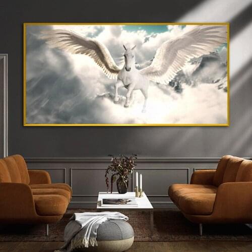 RELIABLI ART Abstract Horse Wing Fly in the sky Canvas Painting Wall Pictures For Living Room Modern Decoration Posters No Frame