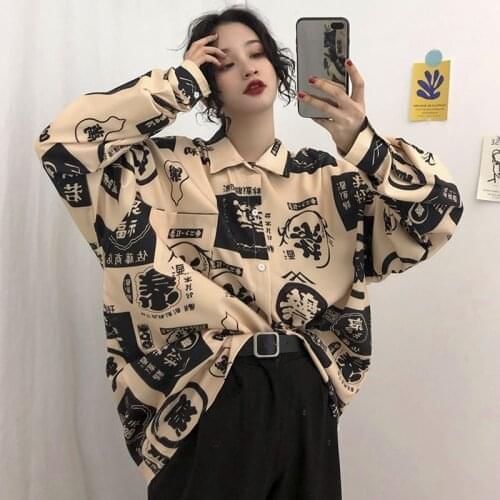 2020 streetwear Harajuku Womens Clothing Blouses bf long woman shirts fashion brands spring autumn turn-down collar casual Top