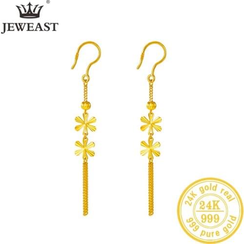 SFE 24K Pure Gold Earring Real AU 999 Solid Gold Earrings Nice Good Tassel Upscale Trendy Fine Jewelry Hot Sell New 2020