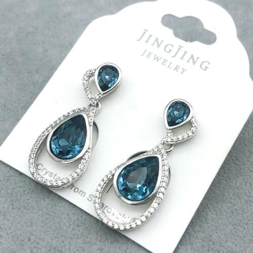 Waterdrop Earrings made with Austria Crystal for Women Wedding Jewellery Accessories Fashion Hoop Earings with Charm Bijoux Gift