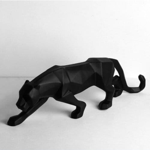 Modern Abstract Black Panther Resin Sculpture Geometric Resin Leopard Statue Crafts Wildlife Art Decor Gift Ornament Decoration
