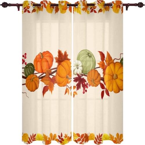 Modern Curtains Autumn Pumpkin Maple Leaf Baby Room Bedroom Creative Curtains Kitchen Living Room Terrace Valance Curtains