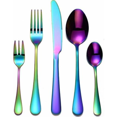 Tableware Stainless Steel Cutlery Set Fork Spoons Knives Set Cutlery Dinner Set 5pcs Set Dinnerware Eco Friendly Free Shipping