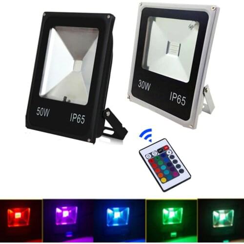 Outdoor LED RGB Spotlight 50W Flood Lights 10W 20W 30W 24 key Remote Controller Waterproof Multicolour 230v Landscape Lighting