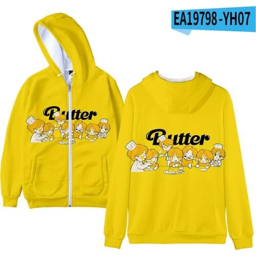New album Butter Sweatshirts Bangtan Boys Zipper Hoodies Women Men Oversized Sweatshirt Orange Hoodies Boy girl children Jackets