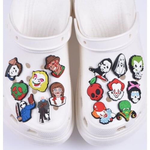 Free Shipping Hot Sale 1 Pcs Adult Croc Shoes Charms American Horror Film Clog Shoe Accessories Joker Smile JIBZ Decoration