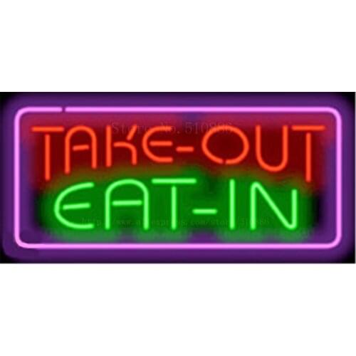 Take Out - Eat In BBQ Tube neon sign Handcrafted Light Bar Beer Club signs Shop Store Business Signboard signage 17"x14"