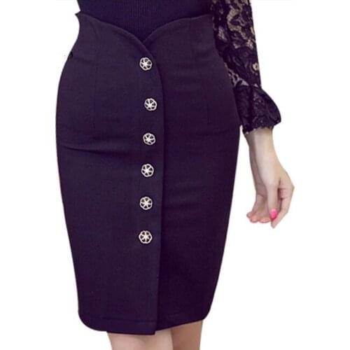 Fashion Women Office Skirts Knee Length High Waist Women Bodycon Pencil Skirt Slit 5XL Plus Size Saia Longa