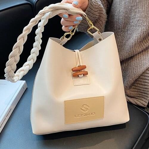 Simple Bucket Womens Bag Luxury Soft Leather Crossbody Bags Casual Designer Female Shoulder Bags Solid Color Retro Handbags Sac