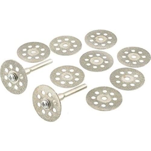 10PCS Mini Sharp 22mm Vented Rotary Diamond Cutting Disks+Mandrel Tools