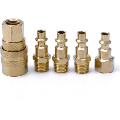 New 5Pcs 1/4" NPT Brass Quick Coupler Solid Air Hose Connector Fittings Tools Hot