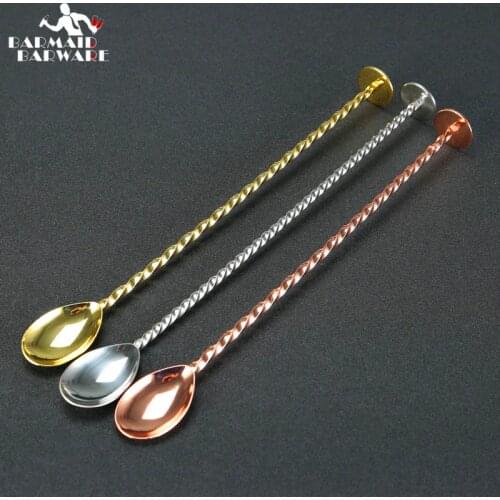 27.5cm Stainless Steel Cocktail Bar Spoon Disc Tail Drink Mixer Bar Stirring Mixing