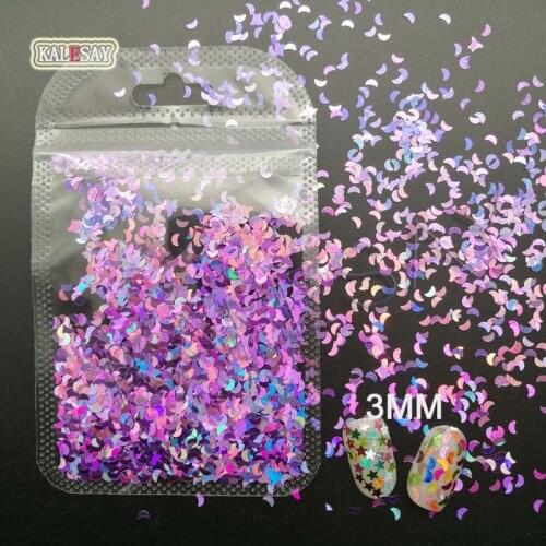 3mm Purple Moon Sequin PVC Loose Sequins Crafts Paillettes Wedding Sewing Handcraft Decoration DIY Laser Stars Accessories