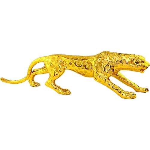 43-105CM MODERN ABSTRACT GOLD PANTHER SCULPTURE GEOMETRIC RESIN LEOPARD STATUE WILDLIFE DECOR GIFT CRAFT ORNAMENT R4296