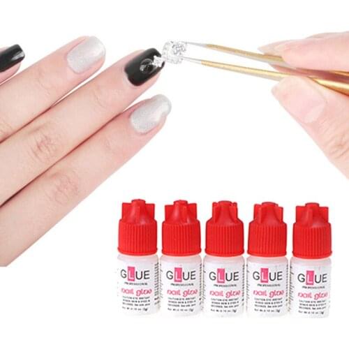5Pcs Nail Glue Fast-dry Adhesive Acrylic Nail Art False Tips 3D Decoration Glue Nail Tips Rhinestone Faker Nail Cosmetic Tools
