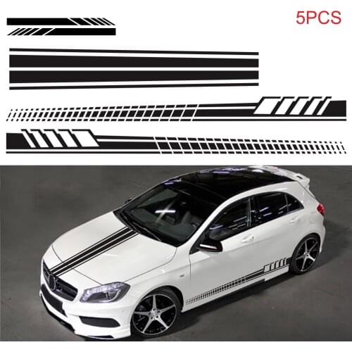 5X Car Side Stripes Side Stripe Skirts Graphics Vinyl Sticker Decals Racing Sport Car Stickers Auto DIY Car Accessory Decoration