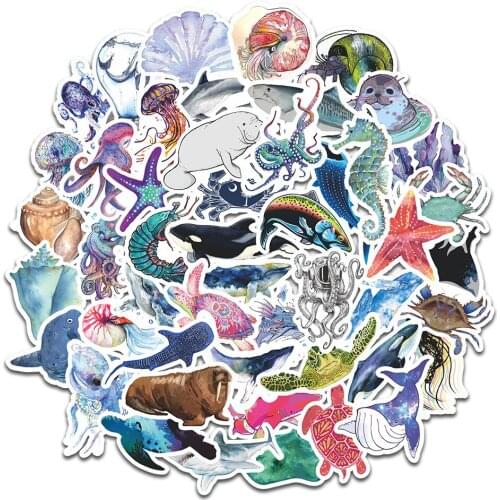 50Pcs/lot Marine environmental protection series waterproof 2021 Stickers Decorate For Snowboard Laptop Styling Vinyl Home