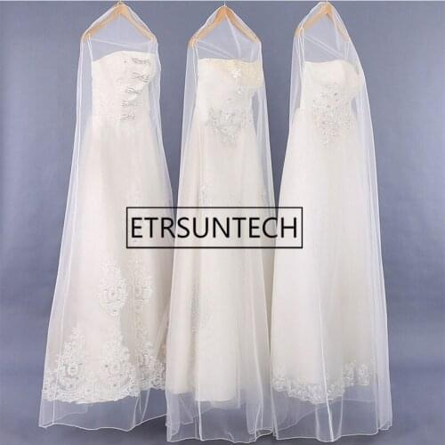 50pcs High Grade Transparent Wedding Dress Dust Cover Soft Tulle Garment Bags Bridal Gown Net Yarn Bag 160cm 180cm