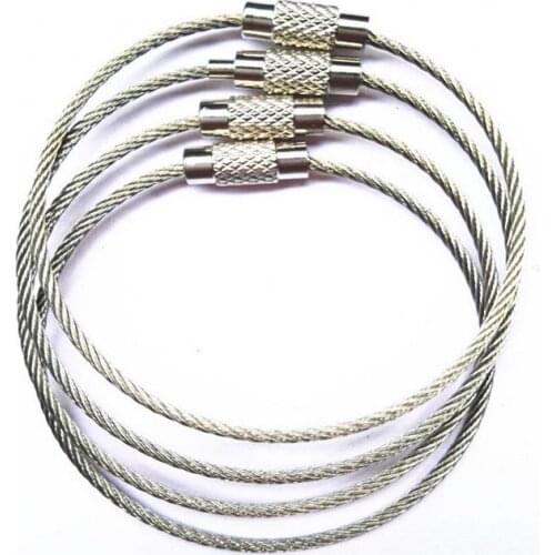 Free shipping 2000 pcs/lot Top quality Stainless Steel Wire Keychain Cable Key Ring for Outdoor Hiking