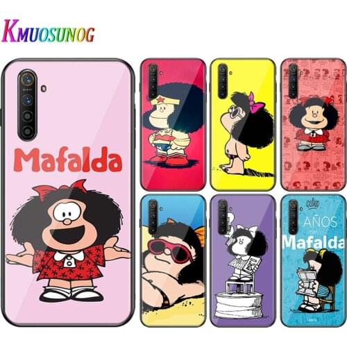 For OPPO A5 A9 2020 F7 Phone Cover Shell Cartoon girl Mafalda for OPPO Reno 2 Z 2Z 2F 3 4 Pro 5G Bright Black Phone Case