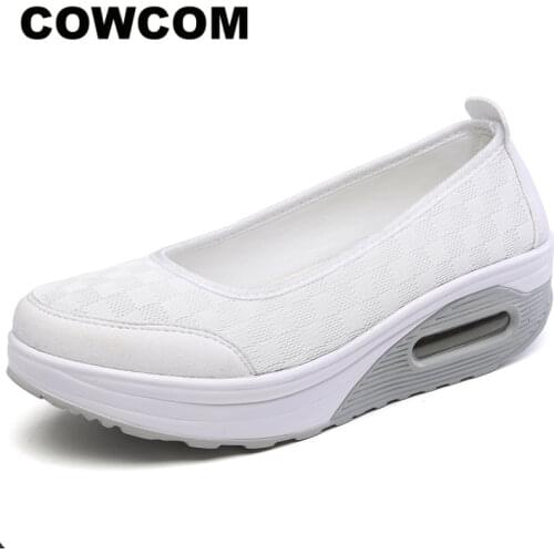 COWCOM Summer New Leisure Mother Shoes Fashion Thick Soled Sneakers Womens Sponge Cake Single Shoes Rocking Shoes Women LCH