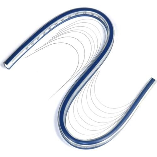 Woodworking Tailors Soft Serpentine Plastic Soft Plastic Flexible Curve Ruler Blue White Drawing Design Soft Ruler