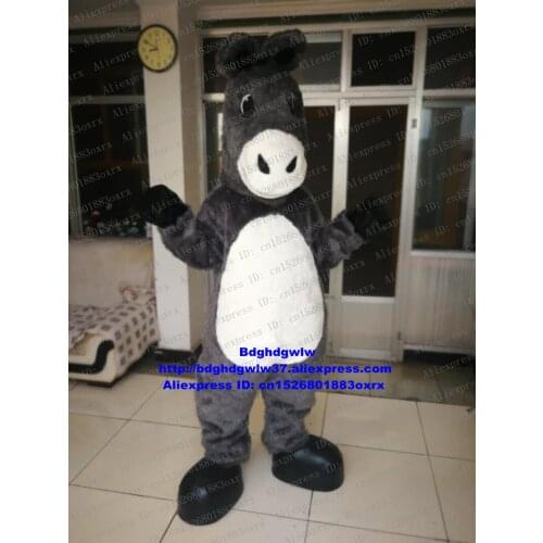 Long Fur Gray Donkey Horse Pony Mule Hinny Mascot Costume Adult Cartoon Character Return Banquet Soliciting Business zx1578