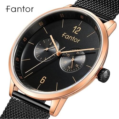 Fantor Black Gold Luxury Watch Men Fashion Business Brand Quartz Chronograph Watches Man Classic Quartz Wristwatch