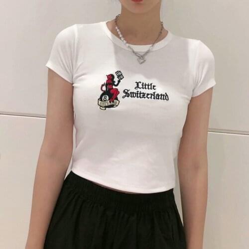 UNUTH Girls Soft Cotton O Neck T-shirt 2021 Summer Fashion Ladies High Street Slim T-shirt Female Printed Short T-shirt Top