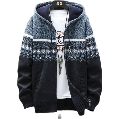 Fashion Cardigan Men Stand Collar Casual Outwear knitwear Mens Sweater New Autumn Winter Fleece Business Warm Men Clothing