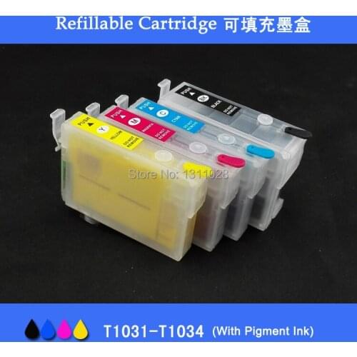 INK WAY FULL PIGMENT INK ,T1031 T1032 T1033 T1034 Refillable ink cartridge for Epson Stylus Office T40w TX550W TX600FW etc
